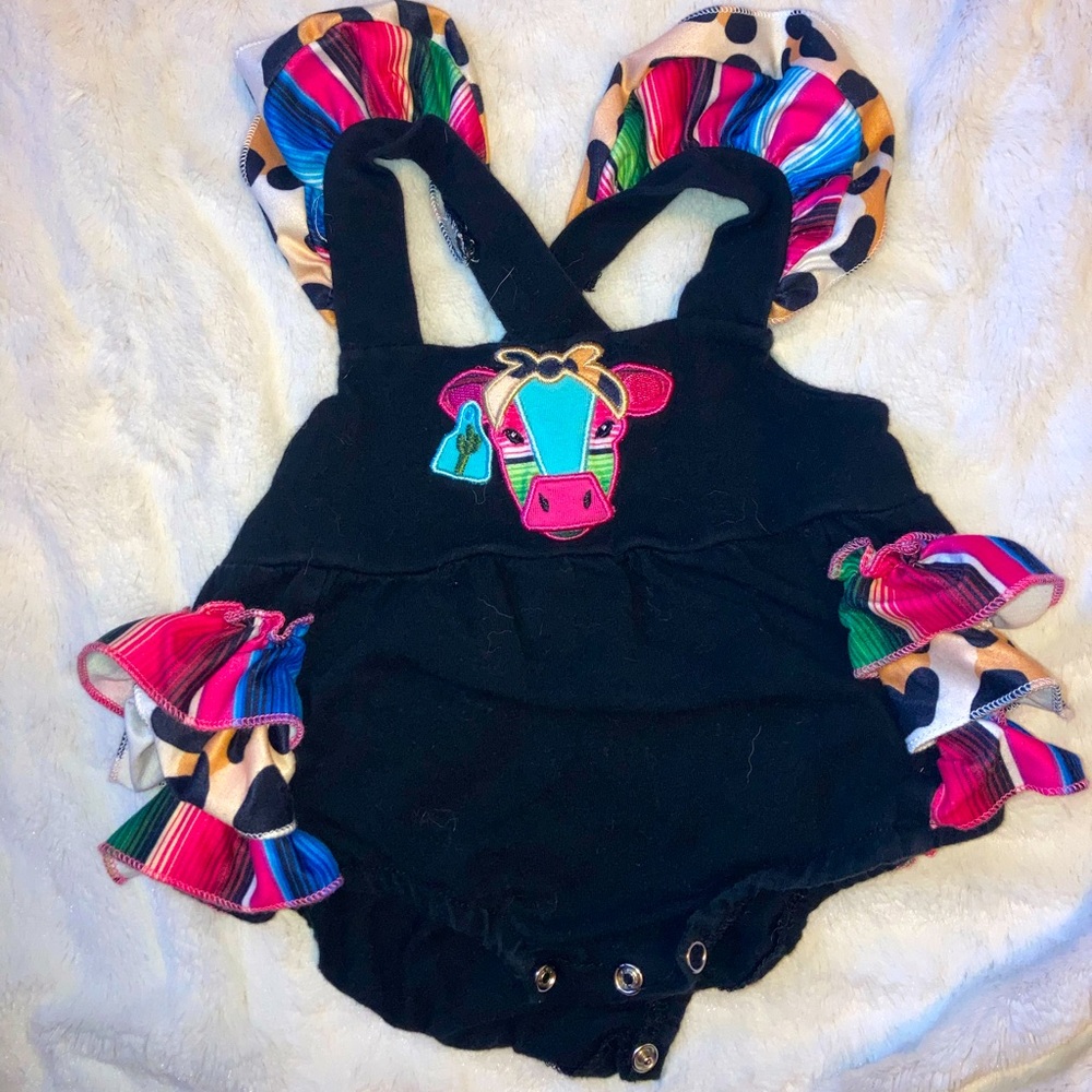 Southwestern cow serape leopard baby bubble